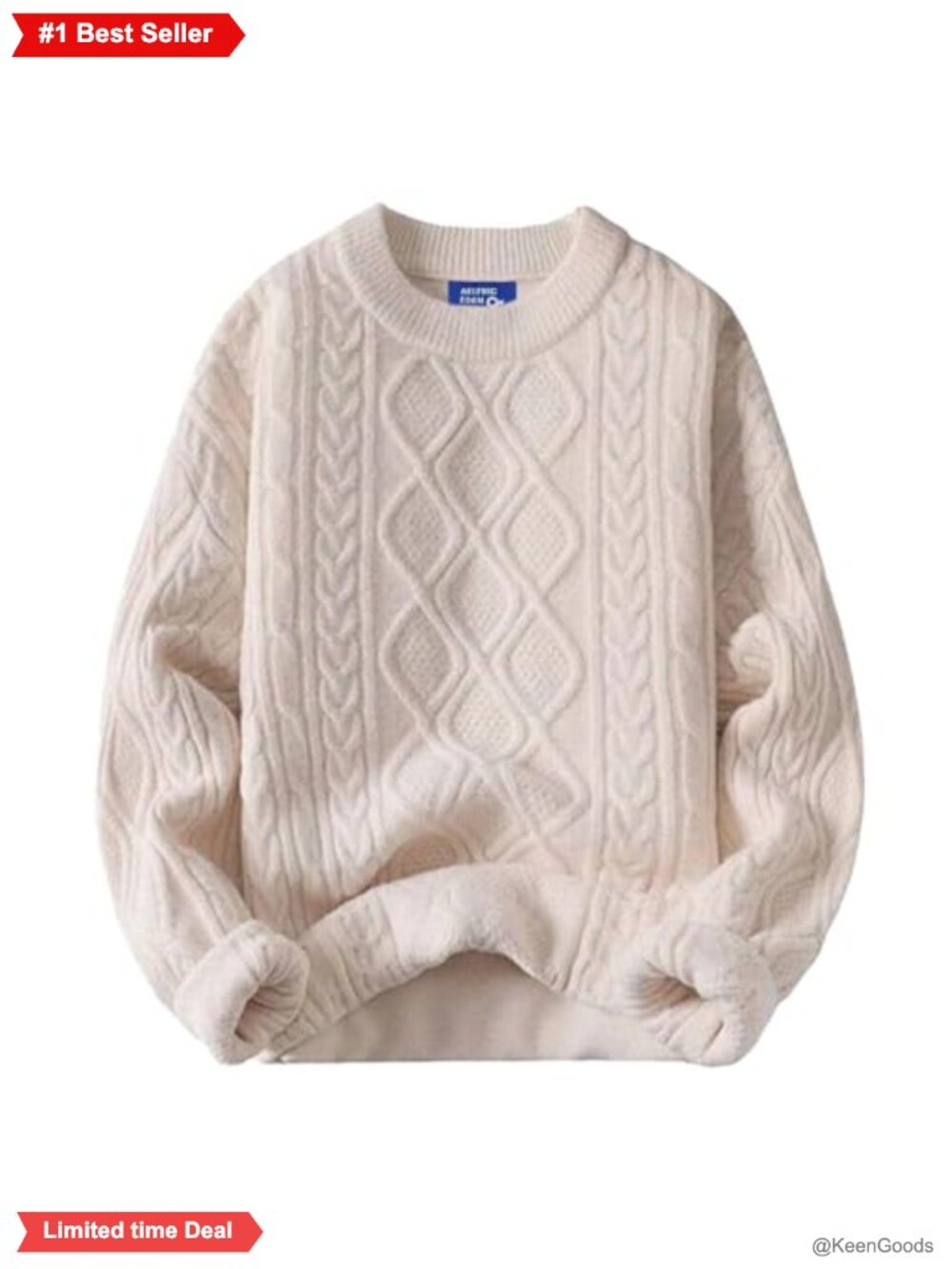 Oversized Cable Knit Sweater Vintage 90s Crewneck Pullover